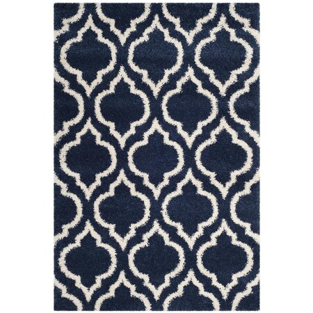 Safavieh 2 ft.-3 in. x 3 ft.-9 in. Hudson Shag Power Loomed Accent Rug; Navy & Ivory SGH284C-24